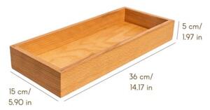 Drewniana Tacka na Drobiazgi i Przyprawy | CREATIVE DECO | Drewno Bukowe 36 x 15 x 5 cm | Naturalny