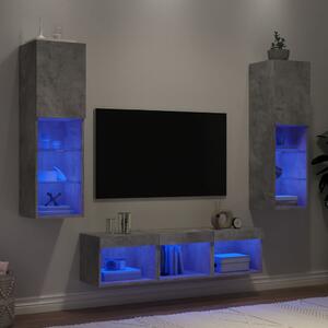 5-częściowy zestaw mebli TV z LED, szarość betonu