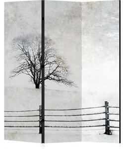 Parawan pokojowy 3-częściowy 135x172 Dwustronny dekoracyjny skandynawski vintage Szary Zima Za Płotem