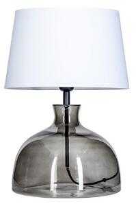 Szara lampa stołowa Haga - szklana, biały abażur