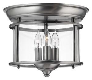 Srebrna lampa sufitowa Gentry - okrągły, szklany klosz, 3 miejsca na żarówki