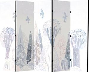 Parawan pokojowy 5-częściowy 225x172 Dwustronny dekoracyjny skandynawski Szary Zimowy Las W Śniegu