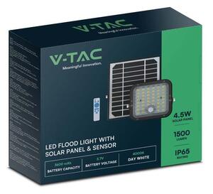 Projektor LED Solarny V-TAC 10W IP65, Pilot Timer, LiFePo 3.7V 6000mA Czarny VT-411 4000K 1500lm