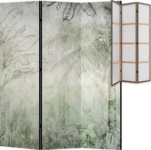Parawan pokojowy 3-częściowy 135x172 Jednostronny dekoracyjny vintage botaniczny Szary Tropikalna Mgła