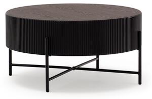 Stolik kawowy Corbi 80 cm do salonu - ciemny orzech / czarny mat