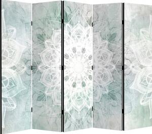Parawan pokojowy 5-częściowy 225x172 Dwustronny dekoracyjny boho zen Szary Zielona Mandala Zen