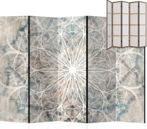 Parawan pokojowy 5-częściowy 225x172 Jednostronny dekoracyjny boho industrialny Szary Mandala Betonowa Rozeta