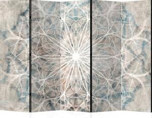 Parawan pokojowy 5-częściowy 225x172 Dwustronny dekoracyjny boho industrialny Szary Mandala Betonowa Rozeta