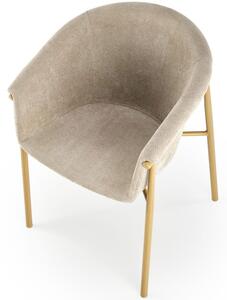 Tapicerowane krzesło glamour z podłokietnikami K489 - beżowy
