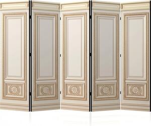 Parawan pokojowy 5-częściowy 225x172 Dwustronny dekoracyjny glamour Kremowy Pałacowa Boazeria Złoto