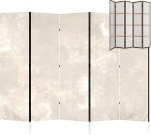 Parawan pokojowy 5-częściowy 225x172 Jednostronny dekoracyjny shabby chic Kremowy Wybielony Damasceński Ornament