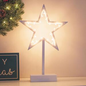 Świąteczna dekoracja - gwiazda na stojaku, 38 cm,20 diod LED