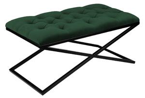 Ławka pufa Linda Chesterfield 45x90, do przedpokoju, pikowane siedzisko, czarny stelaż, pufa do przedpokoju, dwuosobowa