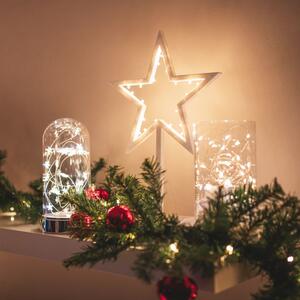Świąteczna dekoracja - gwiazda na stojaku, 38 cm,20 diod LED