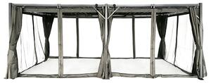 Antracytowa pergola tarasowa Tasos 3x6m z moskitierą i zasłonami Garden Point