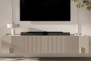 Szafka RTV Malmi 200 cm wisząca - kaszmir / crema bianca / złoty