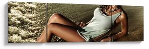 Obraz kobiety na plaży (170x50 cm)