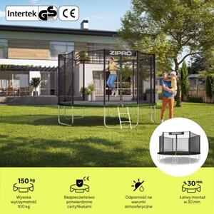 Trampolina ogrodowa z siatką zewnętrzną z drabinką 14FT 435cm dla dzieci Zipro Jump Pro