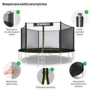 Trampolina ogrodowa z siatką zewnętrzną z drabinką 14FT 435cm dla dzieci Zipro Jump Pro