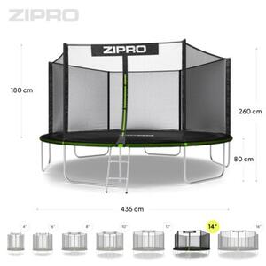 Trampolina ogrodowa z siatką zewnętrzną z drabinką 14FT 435cm dla dzieci Zipro Jump Pro