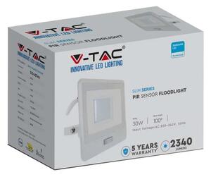 Projektor LED V-TAC 30W SAMSUNG CHIP Czujnik Ruchu Biały Przewód 1M VT-138S-1 6400K 2340lm 5 Lat Gwarancji