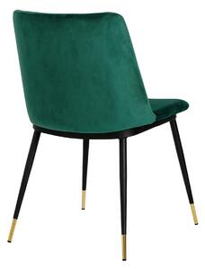 Krzesło Diego Zielone - Welur, Podstawa Czarno Złota
