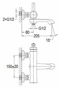 Bateria wannowa natynkowa OMNIRES Armance AM5230 Chrom