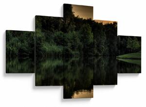 Obraz jeziora przy lesie (125x70 cm)