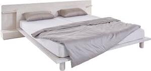 Sosnowa rama łóżka 180x200 cm z zagłówkiem i półkami, biała
