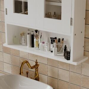 Szafka łazienkowa wisząca biała 2-drzwiowa szklana ścienna loft półki 58 cm