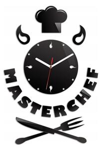 Zegar ścienny Naklejany Nowoczesny Czarny z napisem Masterchef Kuchenny