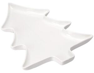 Talerz do serwowania porcelanowy biały choinka 35x26x3 cm