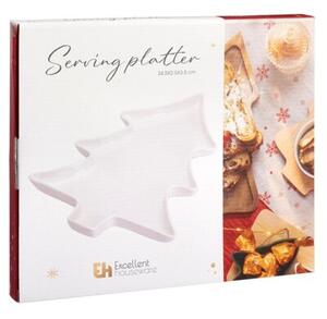 Talerz do serwowania porcelanowy biały choinka 35x26x3 cm
