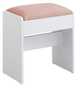 Tapicerowany taboret/krzesło VELVET do toaletki, 45×45×28,6 cm, biały/różowy Vasagle
