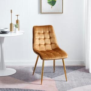 Krzesło do salonu MAROKO curry/miodowe nogi złote welur