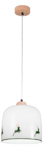 Austrolux Lampa wisząca Kolarz Chalet, biały/zielony jeleń, Ø 25 cm, szkło