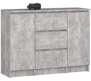 Komoda AKORD K100 kolor Beton mat 101 cm 2 drzwi 3 szuflady 4 pÃ³Åki 101x35x76 cm