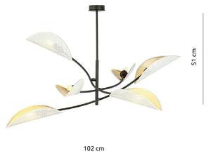 Lotus 6 White/Gold 1107/6 Lampa Sufitowa Żyrandol Oryginalny Design Abażury