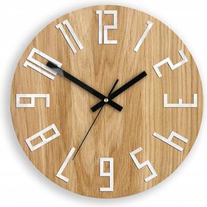 Zegar na Ścianę Nowoczesny Drewniany z Dużymi cyframi Okrągły Cichy Loft