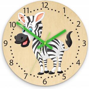 Zegar Ścienny Cichy do pokoju dziecięcego Drewniany Nowoczesny Zebra kolor
