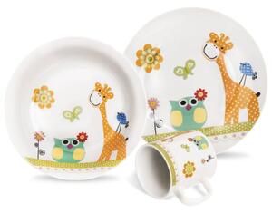 Zestaw śniadaniowy dziecięcy porcelanowy ŻYRAFA 3 el
