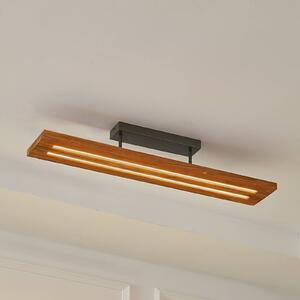 Lampa sufitowa LED Lindby Nesaja, czarny, drewno, 98cm, ściemniany