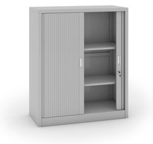 Szafa metalowa z drzwiami rolowanymi, 1200 x 1000 x 450 mm, jasnoszary