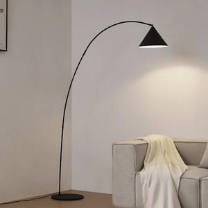 Lindby lampa łukowa Triangolo, czarna, wysokość 195 cm, metal E27