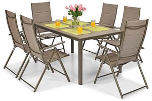 Zestaw mebli ogrodowych stół 6 składanych krzeseł Modena brązowy