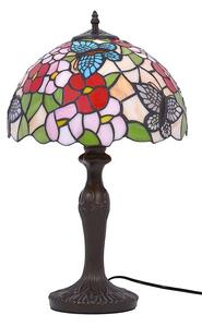 Klasyczna lampa stołowa z witrażowym kwiatowym kloszem - A664 F8-E02