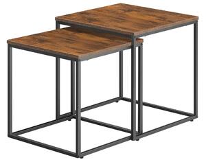 Komplet 2 stolików kawowych typu 2w1 rustykalny brąz K2-B47