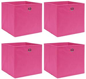 Różowy komplet składanych pudełek z tkaniny 4 sztuki - Fiwa 4X