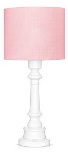 Biało-różowa lampa stołowa Classic - drewniana podstawa