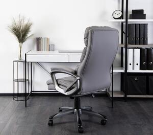 Szary ergonomiczny fotel gabinetowy z ekoskóry - Biso 3X